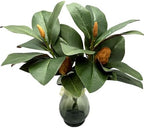 Artificial Magnolia Leaves Plant, Fake Branches 18.5 Inch 3D Plastic Leaf Greenery Bushes Faux Simulation Shrubs Stems Twigs for Home Garden Decor Vase Office Wedding Party DIY Decoration Green 2 Pack - Image 7