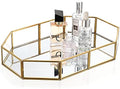 Hipiwe Gold Perfume Tray - Glass Mirrored Makeup Tray, Large 12.4"x 8.2" by Hipiwe