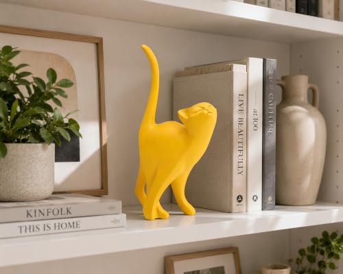 7 Inch Yellow Proud Cat Statue - Image 4
