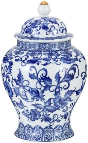 Small Chinoiserie Ginger Jar, 7.87 Inch Ceramic Blue and White Ginger Jar with Lid, Porcelain Ginger Jars Vase for Home, Living Room, Coffee Table, Shelf Decor (Blue&White) by Unknown