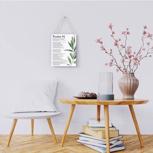 Inspirational Scripture Wall Art Bible Verses Psalm 91 Wall Decor Christian Wall Art Decor Prayer Room Decor Religious Gifts, Wooden Sign for Home Office Nursery Bathroom Decoration 8x10 Inches - Image 2