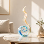11.4" Tall Hand-Blown Glass Flame Sculpture Art Figurines Home Decor Coffee Ornament Statue - Image 3