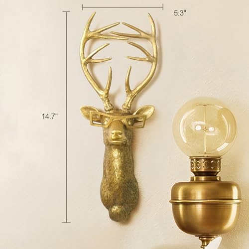 GUASDIE Animal Heads Wall Decor, Faux Deer Head Mount, Animal Sculptures Wall Decor, Resin Animal Head Wall Hanging Decoration for Living Room Bedroom Kitchen Gift,Deer - Image 3