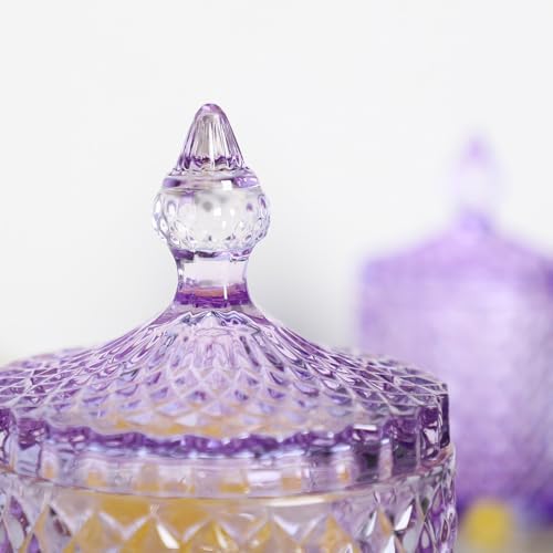 Sizikato Diamond Faceted Glass Candy Jar with Lid, 18oz Purple Decorative Jar, Nut Jar, Dried Fruit Storage Jar. - Image 7