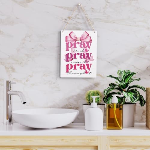 Pink Room Decor Christian Wall Decoration Bedroom Decor for Teen Girls Pink Dorm Room Decoration Bible Verses Wall Decor for Women Gift, Wooden Sign Wall Art Easter Decoration for Farmhouse Home Porch Bedroom Office - Image 5