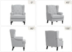 Accent Chair Set of 2, Mid Century Modern Fabric Wingback Chair, Upholstered - Image 9