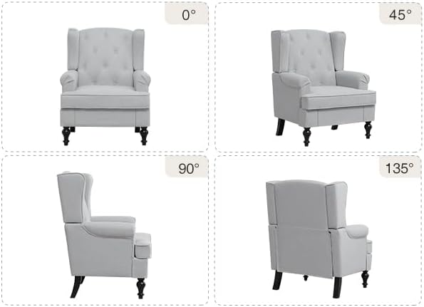 Accent Chair Set of 2, Mid Century Modern Fabric Wingback Chair, Upholstered - Image 9