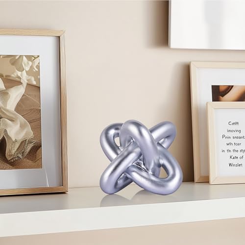 Silver Knot Sculpture, Three Knot Sculpture Silver Home Decor Accent, Suitable for Rustic Style Coffee Tables, Living Room Dining Tables, entryway Shelves, and Small Decorations. - Image 2