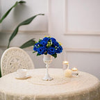 BLOSMON Blue Flowers Artificial for Decoration: 2 Pcs Fake Roses Flower Balls Centerpiece for Wedding Table - Silk Kissing Bouquet with Base Floral Arrangement for Home Party Event Decor - Image 6