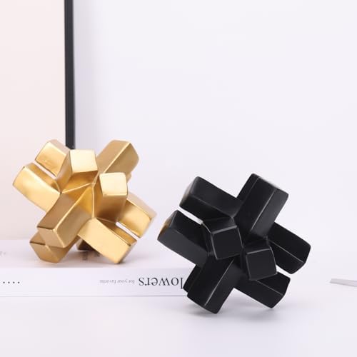 Black Knot Decor Knick Knacks for Shelves, Black Geometric Sculpture Statue Modern Decorative Objects Shelf, Black Home Décor Accents, Minimalist Bookcase Tv Stand Coffee Table Entrance Decor Objects - Image 7