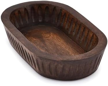 Samhita Mango Wood Decorative Bowls for Home Décor, Decorative Long Wooden Bowl for Table Centerpiece (10" x 6" x 2") by Samhita