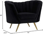 Home Square 2-Piece Set with Velvet Accent Chair and Chaise in Black and Gold - Image 3