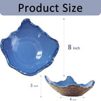 8" Small Ceramic Decorative Bowl，Irregular Rim Reactive Glaze Key Bowls for Entryway Table，Blue Coffee Table Bowl Decor，Modern Fruit bowls for Tabletop or Home Decor - Image 2