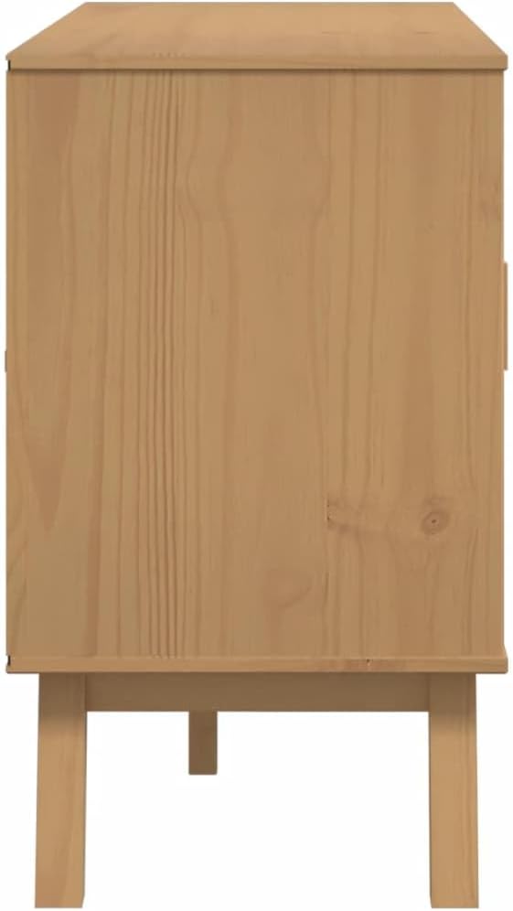 Scandinavian Style Sideboard Brown Solid Pine Wood 45 Inch Wide Sideboard - Image 9