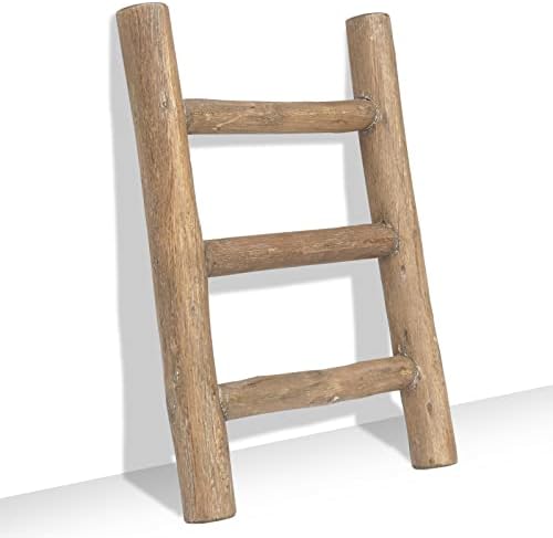 FUIN Tea Towel Ladder, Mini Rustic Solid Wood Decorative Ladder, Brown by FUIN