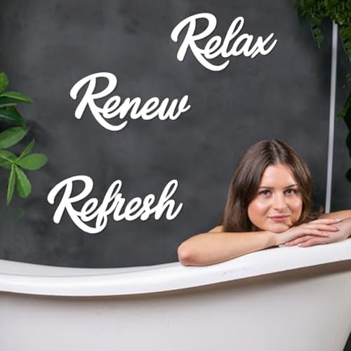 3 Pieces Bathroom Decor Black Bathroom Wall Art Relax Renew Refresh - Image 2