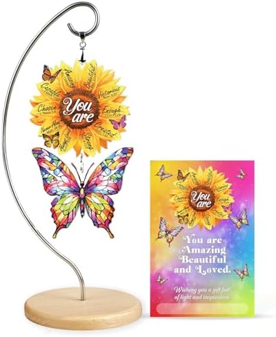 Christian Gifts for Women Birthday, Butterfly Inspirational Gifts for Friends, Mom, Sister, Girl, Female Coworker, Christian, God Says You are Sunflower Gifts for Women, Religious Desk Decor by Hanatoca