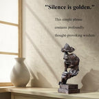 Silence is Gold Thinker Statue - 13.5 Inches Modern Abstract Sculpture Art, Minimalist Desk Decor for Office & Home, Creative Gift for Study/Bedroom Modern Abstract Sculpture Art for Desk Decor - Image 3