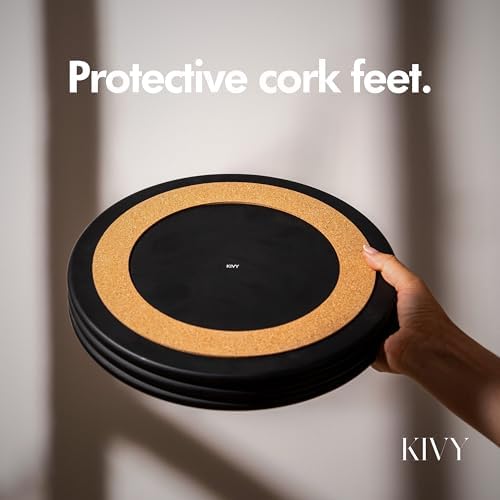 KIVY Round Decorative Concrete Tray 11x1,5 Inch - Modern Circle Coffee Table Bowl - Home Decor Table Tray for Livingroom & Bedroom - Modern Decorative Trays - Black Flat Bowl - Centerpiece Trays - Image 6