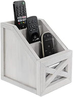 Autumn Alley Rustic Farmhouse Desk Organizer - 3-Slot Multiple Compartment Remote Control Storage Caddy, Barn Door Remote Holder - White by AutumnAlley