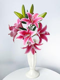 JINWOE 2Pcs 6 Heads Dark Red Lily Artificial Flowers, 28inches Long Stem Latex Real Touch Stargazer Fake Lily Silk Flower for Tall Vase Easter Home Decor Wedding Party Table Centerpieces by JINWOEArtificialFlowers