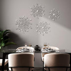 Blulu 4 Pcs Silver Wall Decor, Bling Crystal Starburst Metal Wall Art - Image 2