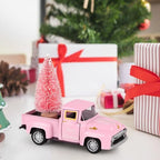 Christmas Metal Truck Decor with Pink Christmas Tree Mini Metal Farm Truck Farmhouse Tiered Tray Decor for Home Kitchen Tabletop Ornament Home Kitchen Table Decorations - Image 5