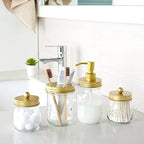 Amolliar Mason Jar Bathroom Accessories Set, 4 Pcs Glass Bathroom Set, Gold - Image 6