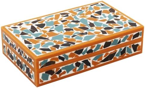 Handicrafts Home Decorative Storage Box 10x6 – Remote Organizer Box with Lid, Modern Decorative Keepsake Box, Boho Shelf Décor, Memory Box for Photos or Letters, Decorative Box for Table Décor by HandicraftsHome