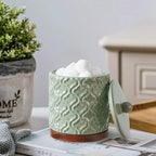 RQYIXI Ceramic Bathroom Accessories Set,Sage Green,5 Piece,Cotton Swab Jar - Image 3
