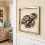 Newinhome Animal Heads Wall Decor (Includes Metal Frame) Resin sea turtle Sculptures Wall Hanging Decoration Gold vintage Wall Sculpture for Living Room Bedroom Office(Turtle) - Image 4