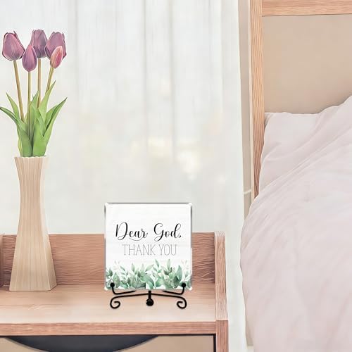 Modern Farmhouse Decor, Home Decor For Living Room, Boho Chic Aesthetic Shelf Decorations, Eucalyptus Christian God Acrylic Sign, Farmhouse Entryway Tv Stand Fireplace Coffee Table Decoration (12) - Image 3