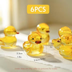 6 Pcs Mini Yellow Glass Duck Figurines Collectible Desk Decor - Image 4