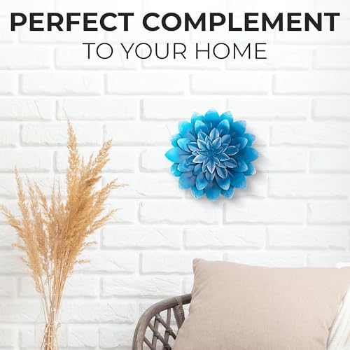 Succulent Metal Flowers Wall Decor - 3D Metal Wall Decor, Flower Art, Blue - Image 4