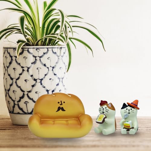 Mevodeata 2Pcs Cute Mini Cat Figurine with Bread Sofa - Image 7