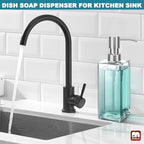 GMISUN Glass Soap Dispenser with Stainless Steel Pump, Clear Hand Soap Dispenser for Bathroom, 12 fl oz/350ml Dish Dispensers for Kitchen, Modern Refillable Liquid Soap Lotion Bottle for Countertop - Image 4