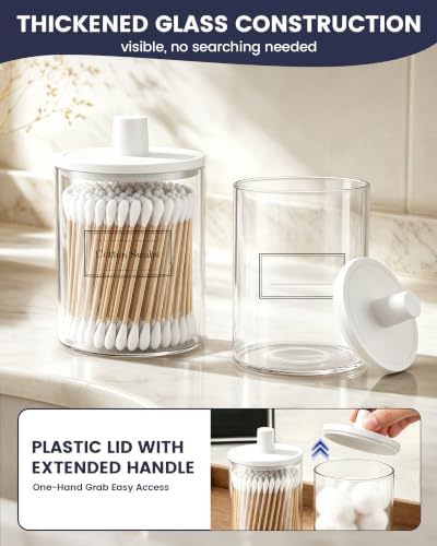 Glass Qtip Holder Dispenser - 4 Pack, Bathroom Decor and Organizer - Image 2
