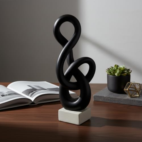 16" Modern Abstract Ribbon Decorative Sculpture, Knot Sculptures,Home Decor,Coffee Table Statues,Dining Living Room Desk Decor,Musical Note,Black - Image 4