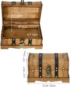 Vintage Wooden Treasure Chest Box with Combination Lock,,Brown,10"x6"x6" - Image 2