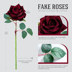 Ttranewsoo 36PCS Bulk Burgundy Artificial Flowers, Black Red Fake Roses with Stems for Fall Wedding Centerpieces, Autumn Events, Thanksgiving & Table Decor, 16.5 Inch - Image 2
