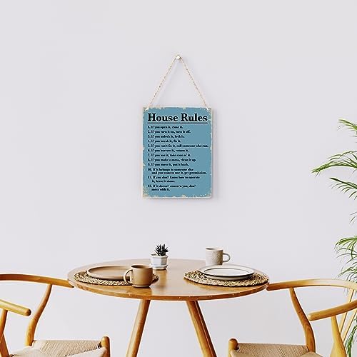House Rules Wooden Hanging Sign, Farmhouse Living Room Home Decor Wall Art, Inspirational Family Quote, 8 x 10 Inches - Image 4