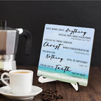 Beach Christian Bible Verse Wooden Sign Desk Decor, Christian Faith Based Gifts Wood Plaque Sign With Stand for Beach Lake House Home Office Desk Table Shelf Decoration, 5x5 Inch - Image 4