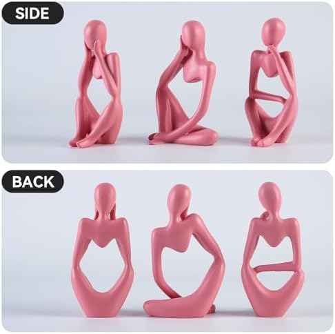 BrownLove 3pcs Pink Human Body Abstract Art Decoration, Modern Art Resin Statue Room Office Shelf Bookcase Decoration - Image 6