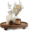 Round Wooden Decorative Tray Coffee Table Tray Home Decor 11.8" Rustic by Unknown