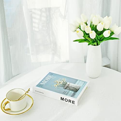 ONLY ART Artificial White Tulips 20 Pcs – 13.5 Inch PU Faux Flowers with Bendable Stems for Home Décor, Wedding Centerpieces, DIY Floral Arrangements, New Year and Valentine's Day - Image 4