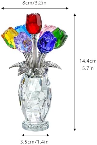 Colorful Crystal Rose Figurine Collectible Wedding Party Decor - Image 5