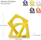 Jax Geometric Yellow Knot Statue Decor, Home Bookcase Centerpiece and Tabletop Sculpture, For Home Decor Accent Cube Ornaments - Image 2
