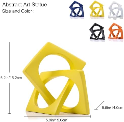 Jax Geometric Yellow Knot Statue Decor, Home Bookcase Centerpiece and Tabletop Sculpture, For Home Decor Accent Cube Ornaments - Image 2