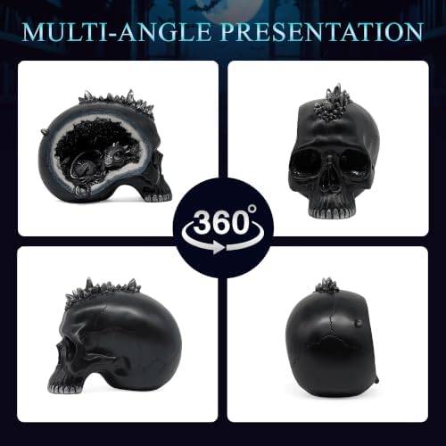 Resin Geode Skull Figurine Statue with Baby Dragon. Gifts for Skull Lovers - Image 2
