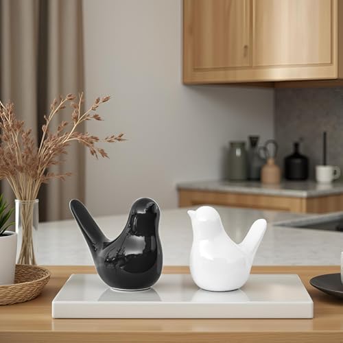 Small Black White Ceramic Bird Statue and Sculpture for Home Decor Accents,Modern Animal Ornaments for Living Room,Bedroom,Coffee Table Centerpiece,Bookshelf,Cabinets,Cute Knick Knacks for Shelves - Image 6